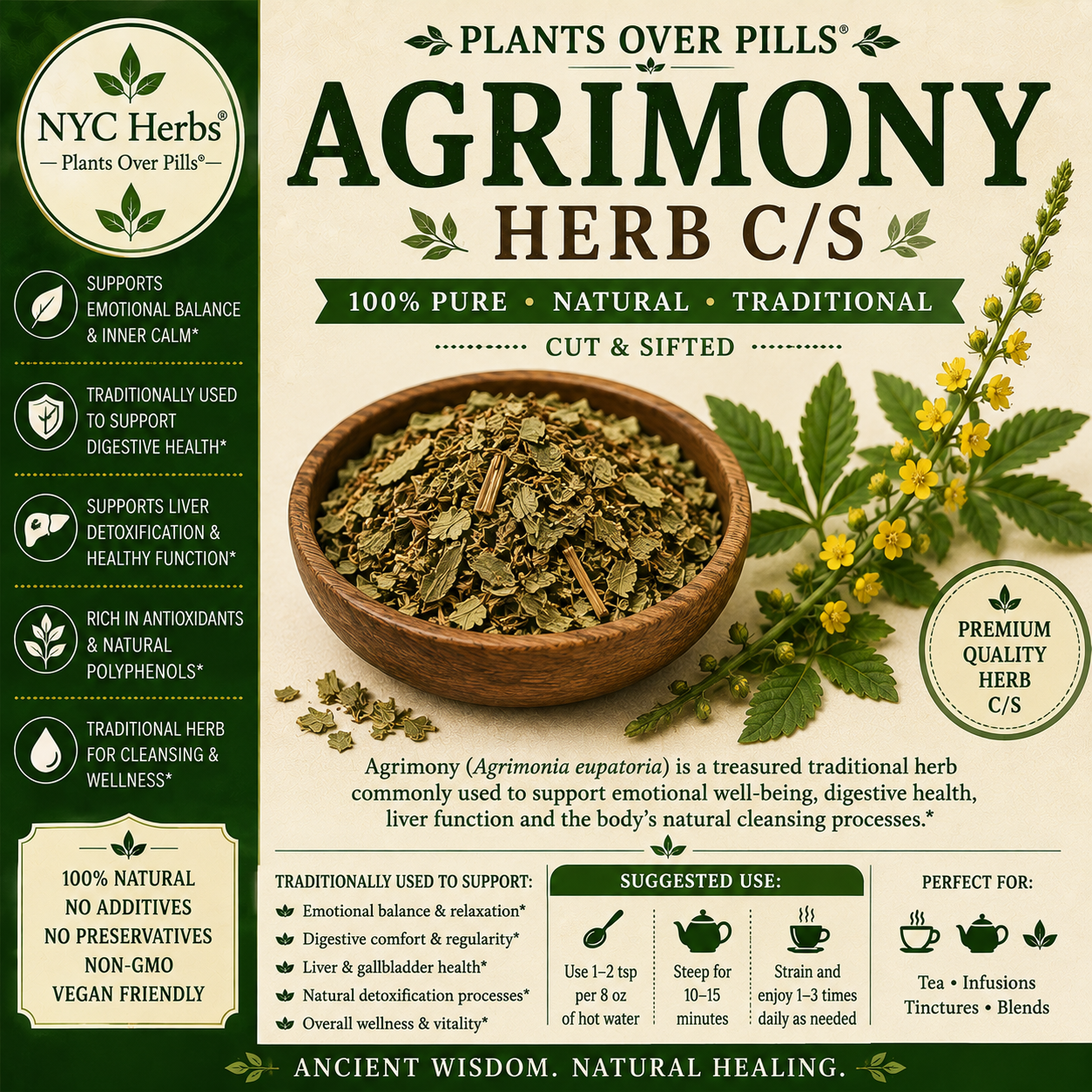 Agrimony Herb | Digestive Harmony, Wound Healing & Vital Balance