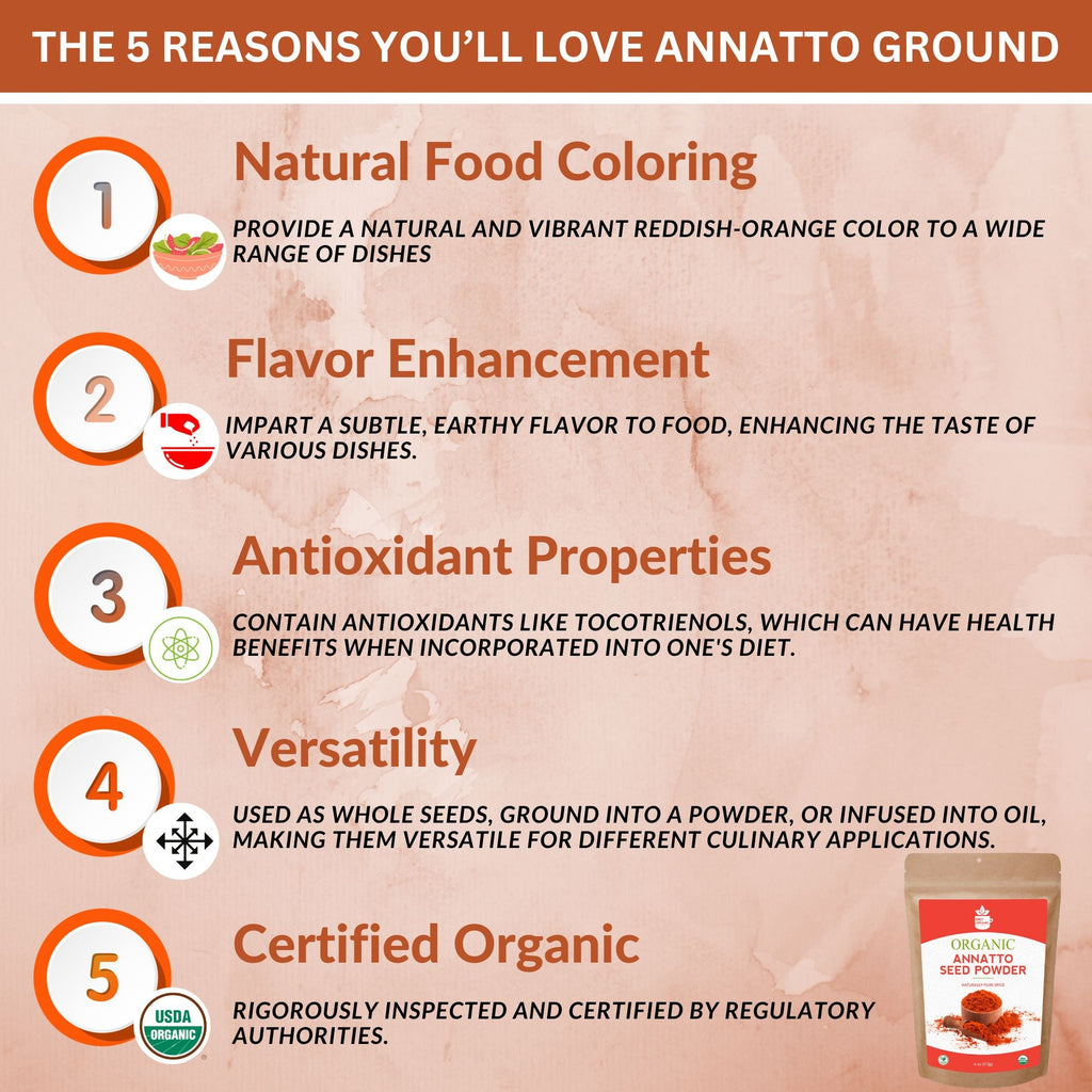 Organic Annatto Powder — USDA Certified | Achiote, Rice Dishes & Latin Cooking