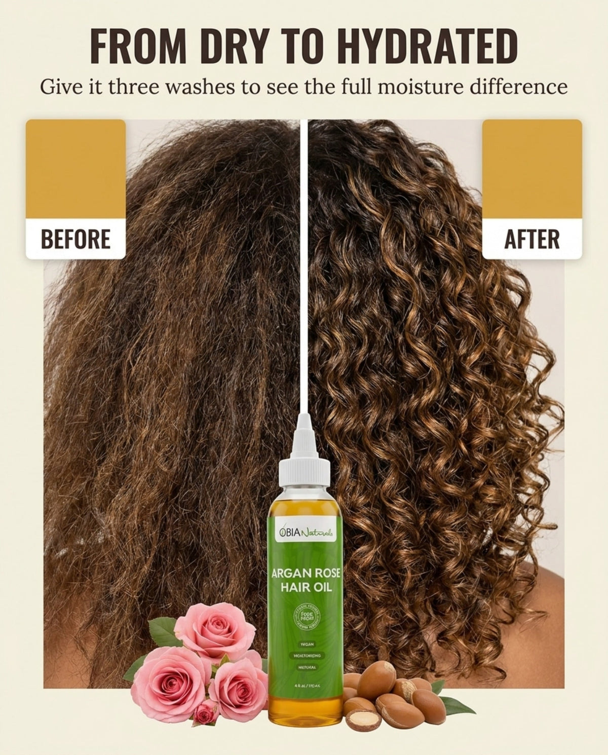 Argan Rose Hair Oil — Argan Hair Oil for Dry, Curly Hair