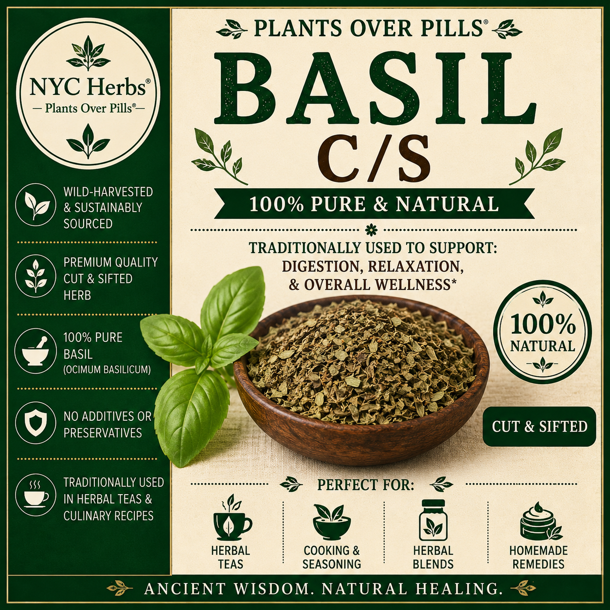 Basil Leaf c/s | Digestive Comfort & Uplifting Energy