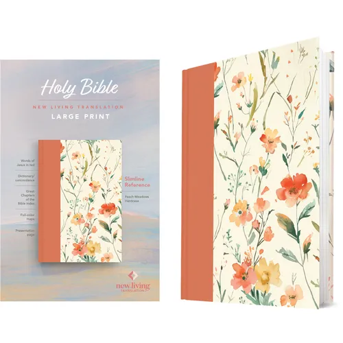 NLT Large Print Slimline Reference Bible (Hardcover, Peach Meadows, Red Letter)