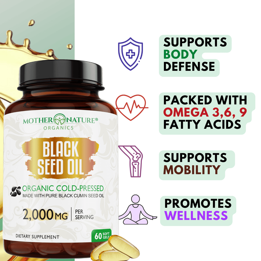 Organic Black Seed Oil Softgels — 2,000mg per Serving
