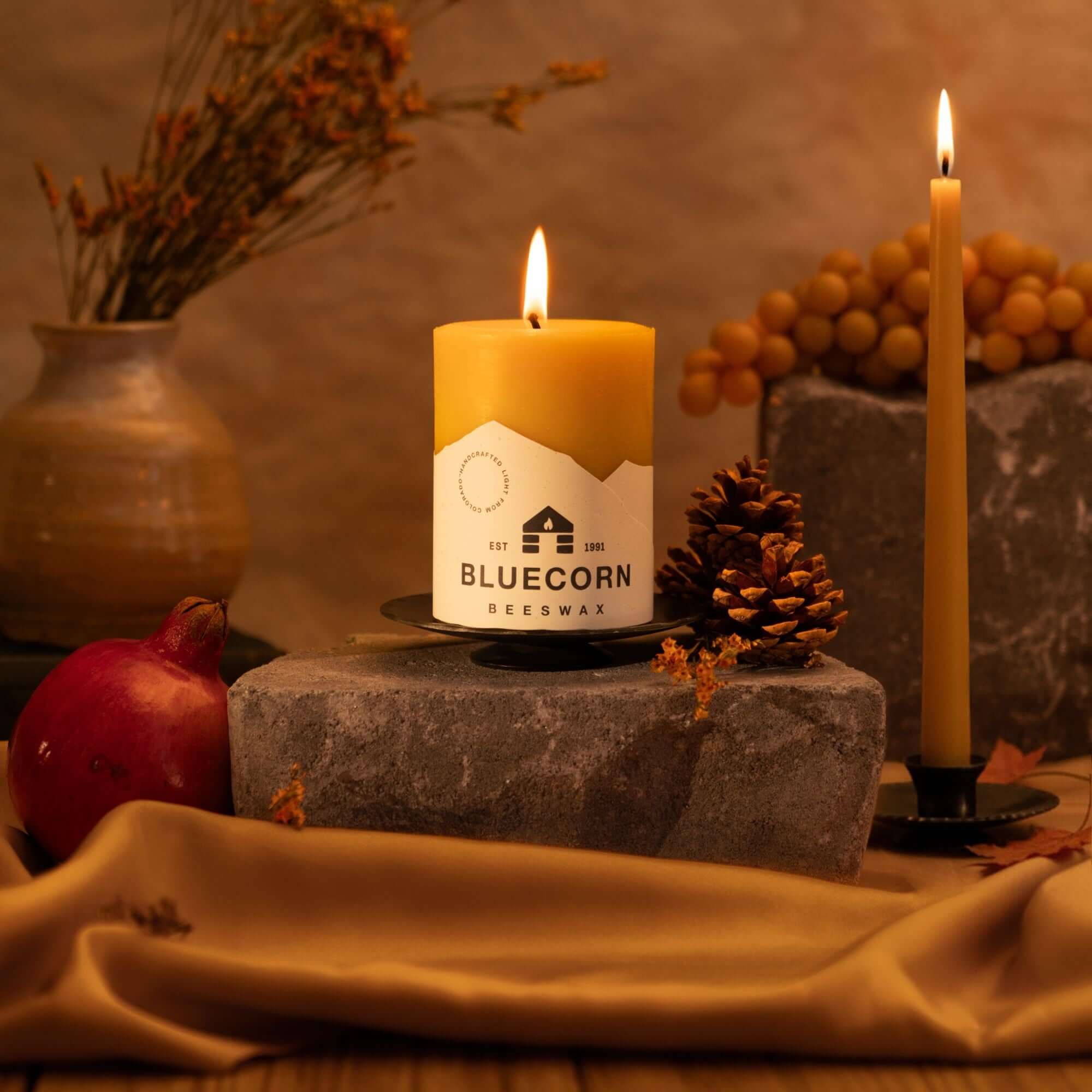 Beeswax Taper Candles - Hand-Dipped - 1 Pair