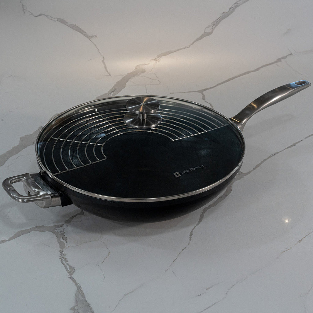 CHD Nonstick 12.5" Wok with Glass Lid | Made in Switzerland