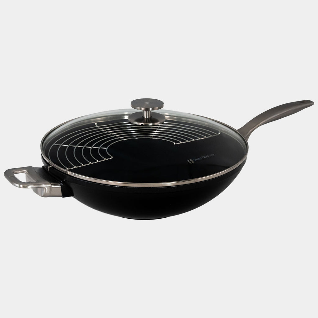 CHD Nonstick 12.5" Wok with Glass Lid | Made in Switzerland