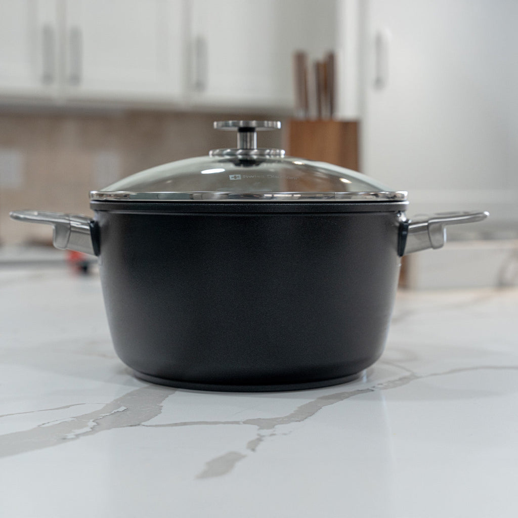 CXD DOU Ceramic Nonstick Stock Pot with Glass Lid | Made in Switzerland