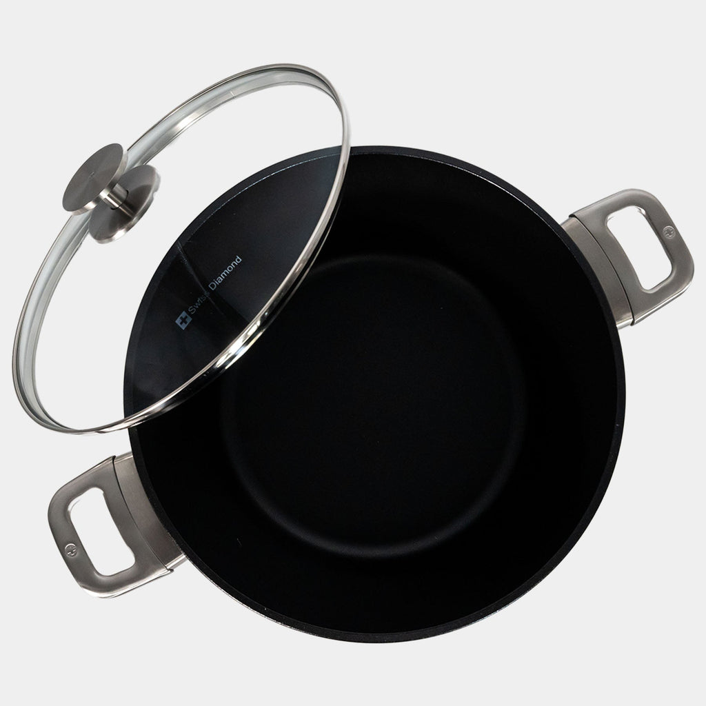 CXD DOU Ceramic Nonstick Stock Pot with Glass Lid | Made in Switzerland