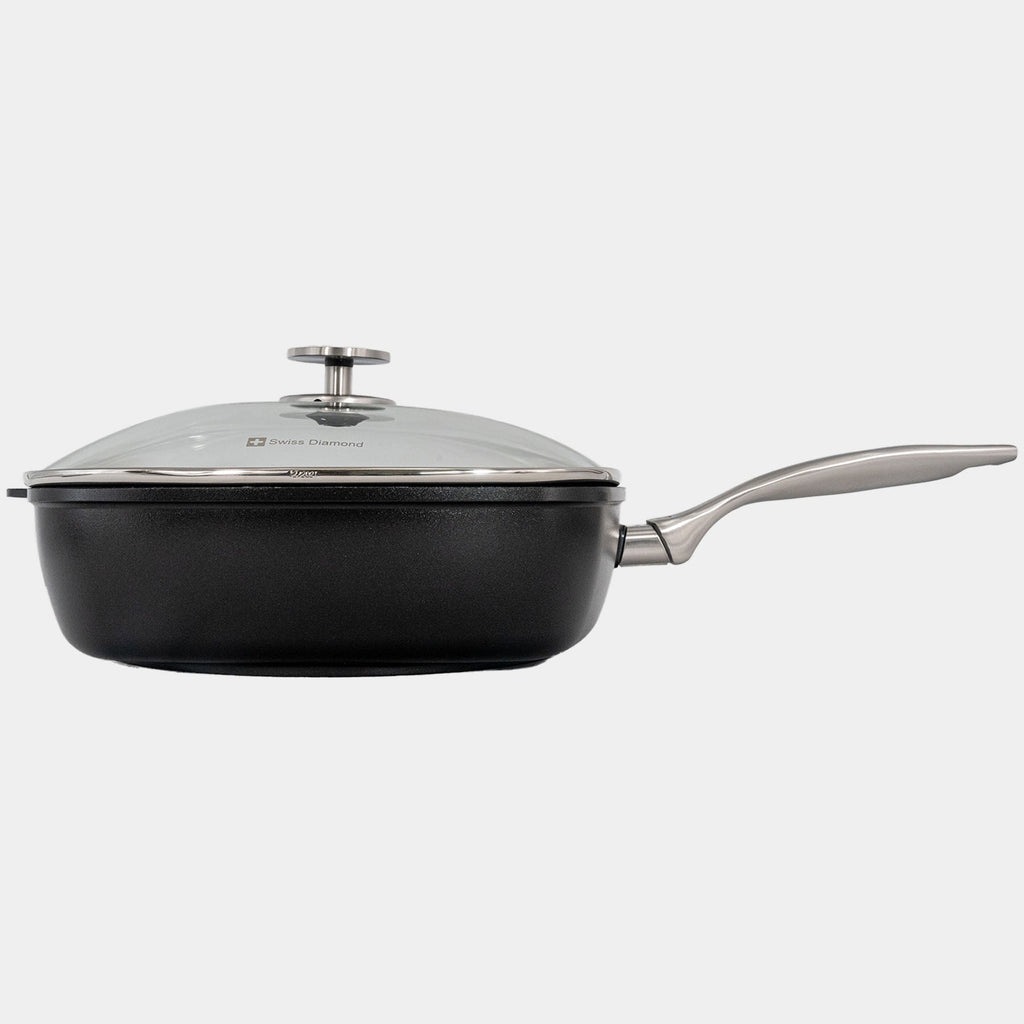 CHD Nonstick 11" x 11" Square Saute Pan with Glass Lid | Made in Switzerland