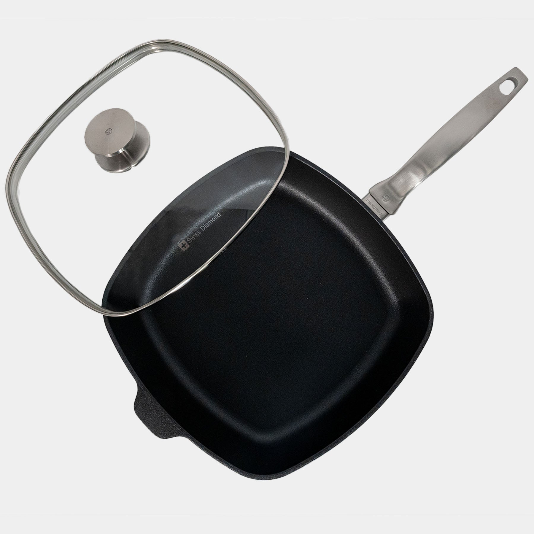 CHD Nonstick 11" x 11" Square Saute Pan with Glass Lid | Made in Switzerland