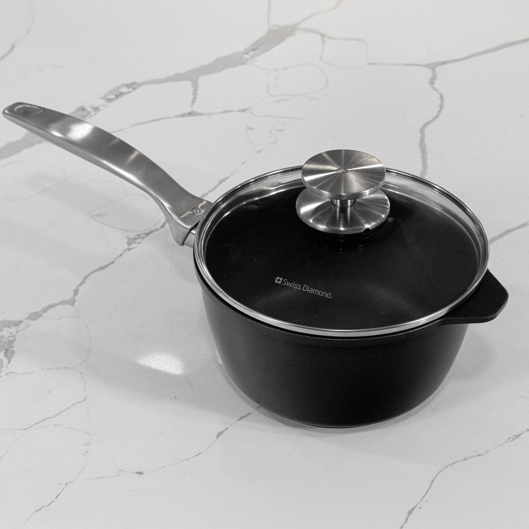 CXD DOU Ceramic Nonstick Saucepan with Glass Lid | Made in Switzerland