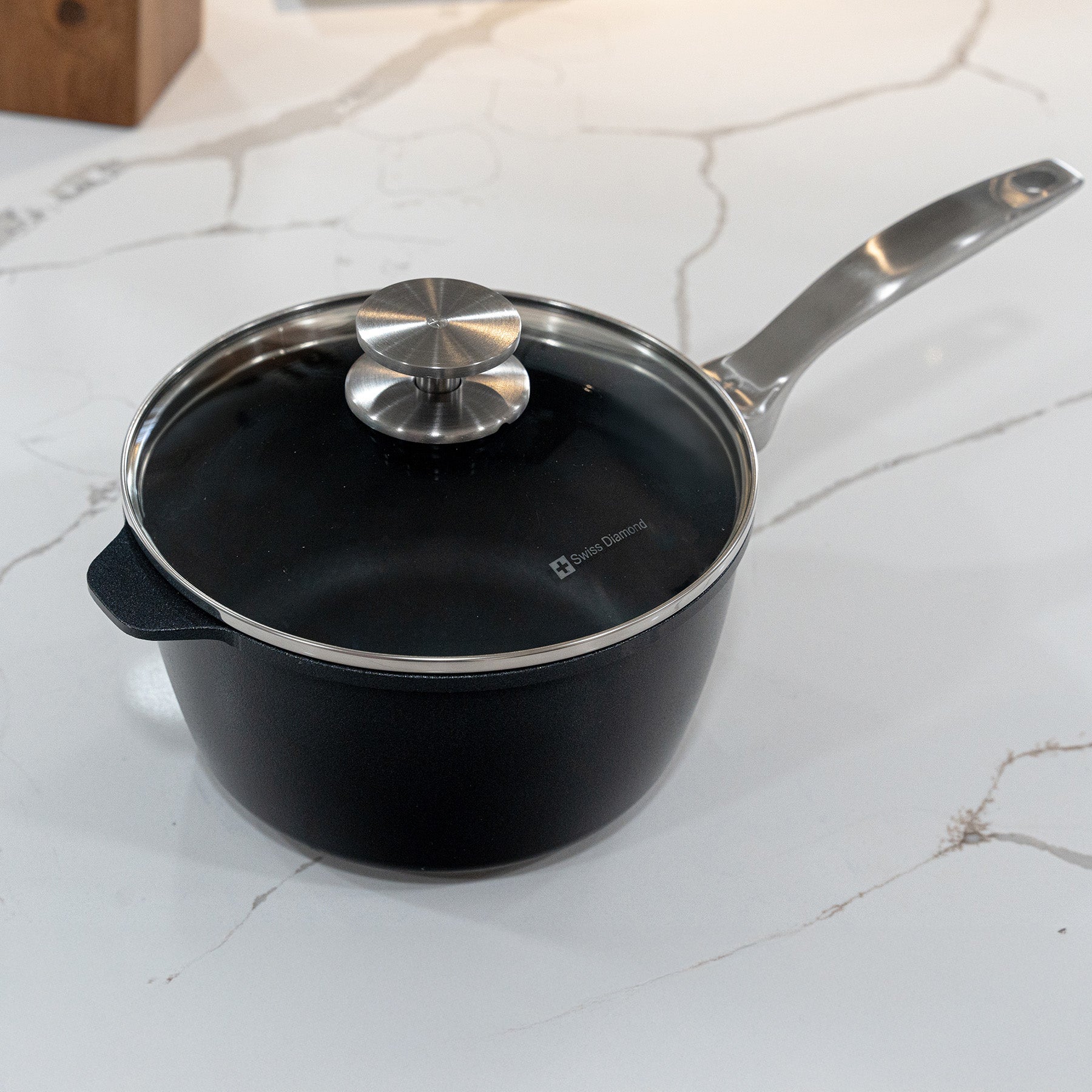 CXD DOU Ceramic Nonstick Saucepan with Glass Lid | Made in Switzerland
