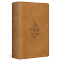 ESV Large Print Personal Size Bible, Red Letter, Thumb Indexed (Trutone, Nubuck Caramel, Wildflower Design)