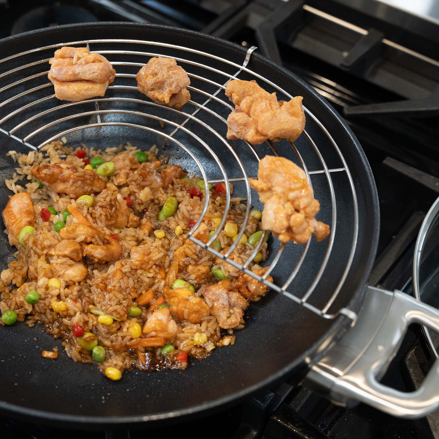 CXD DOU Ceramic Nonstick  Wok with Lid and Rack - 12.5" (32 cm), 5.3 QT (5 L) | Made in Switzerland