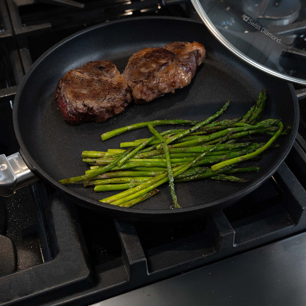 CXD DOU Ceramic Nonstick Fry Pan with Glass Lid | Made in Switzerland
