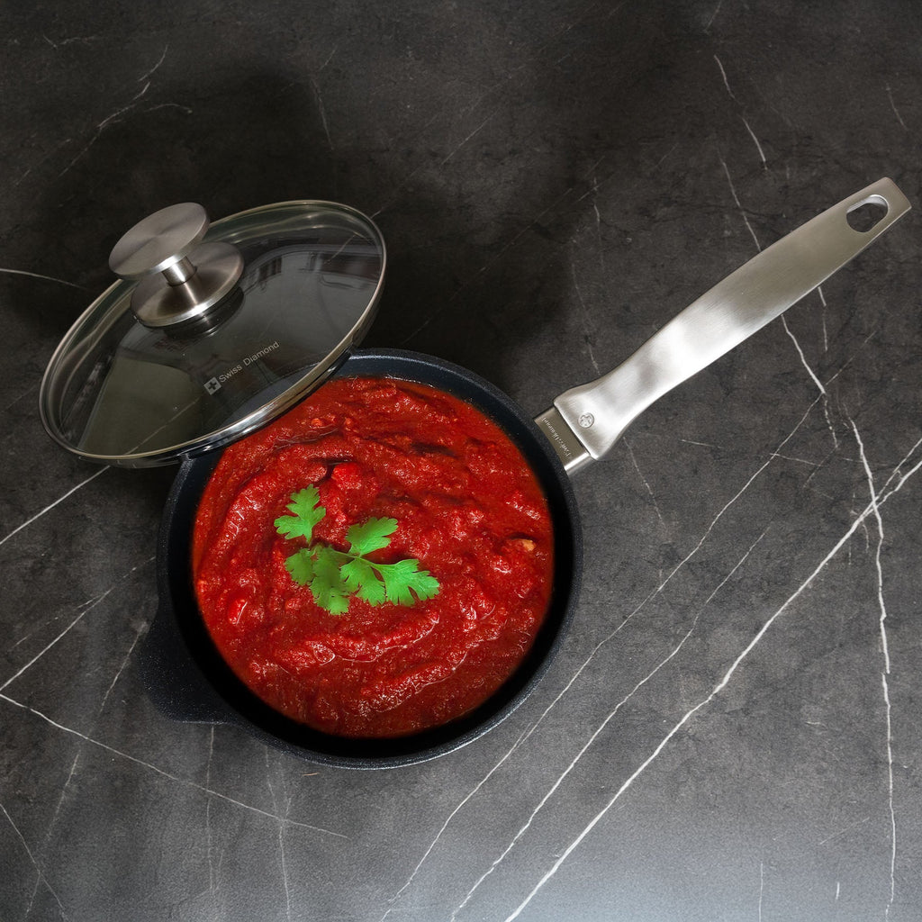 CXD DOU Ceramic Nonstick Saucepan with Glass Lid | Made in Switzerland