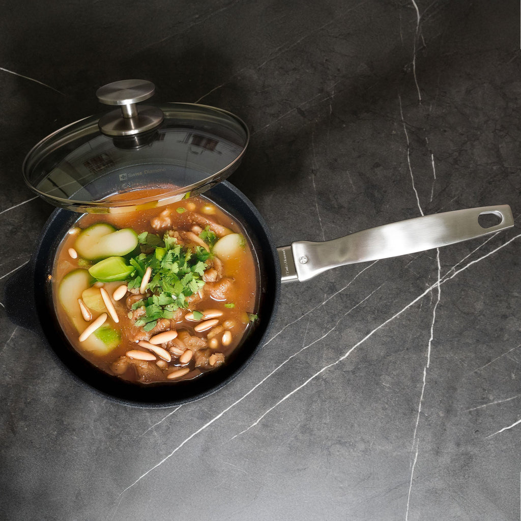 CXD DOU Ceramic Nonstick Saucepan with Glass Lid | Made in Switzerland