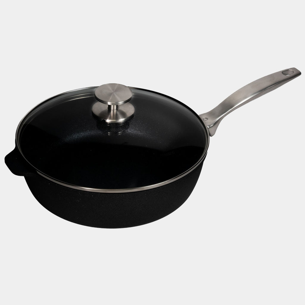 CXD DOU Ceramic Nonstick Saute Pan with Glass Lid | Made in Switzerland