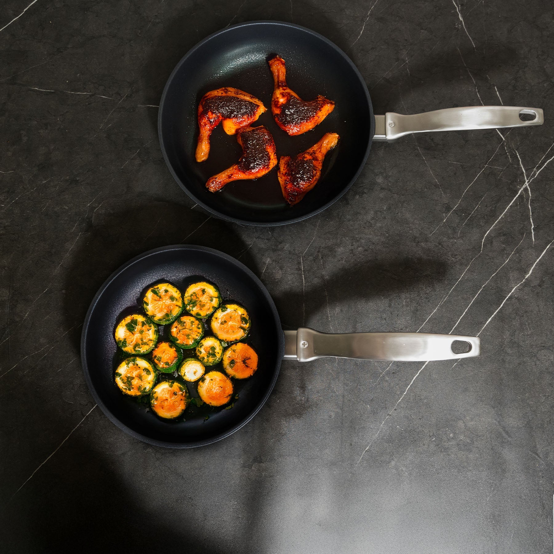 CXD DOU Ceramic Nonstick 2-Piece Small Fry Pan Set (8" & 10.25") | Made in Switzerland