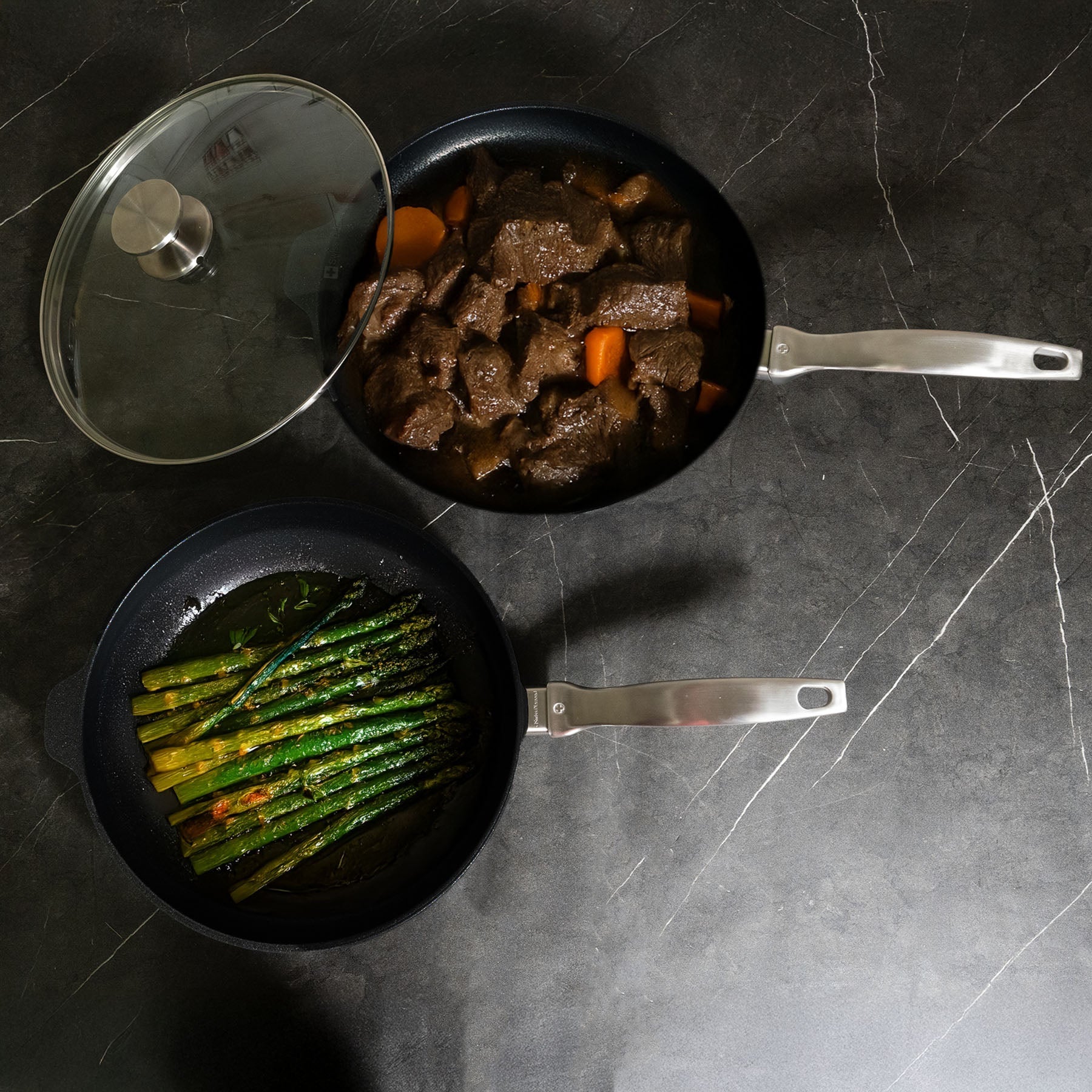 CXD DOU Ceramic Nonstick 3 Piece Set - 11" Fry and Saute Pan | Made in Switzerland