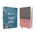 Niv, Quest Study Bible, Leathersoft, Gray/Pink, Thumb Indexed, Comfort Print: The Only Q and A Study Bible