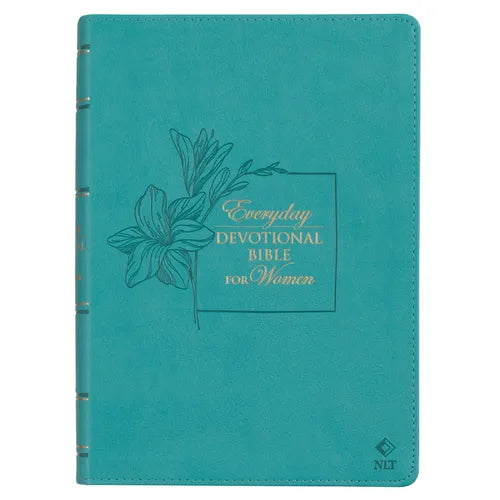 NLT Holy Bible Everyday Devotional Bible for Women New Living Translation Vegan Leather, Teal Debossed