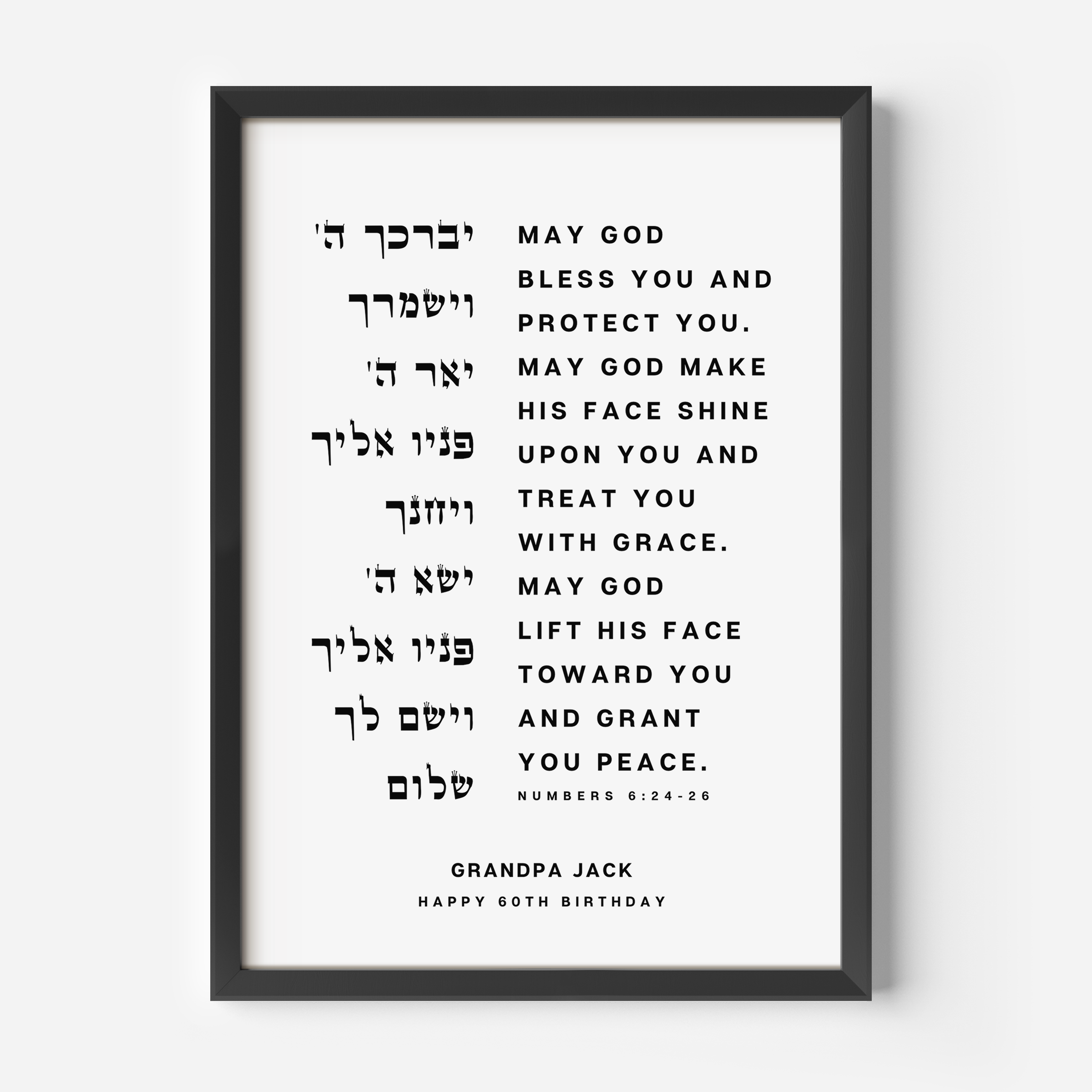Priestly Blessing (Numbers 6:24–26) - Hebrew Wall Art Print