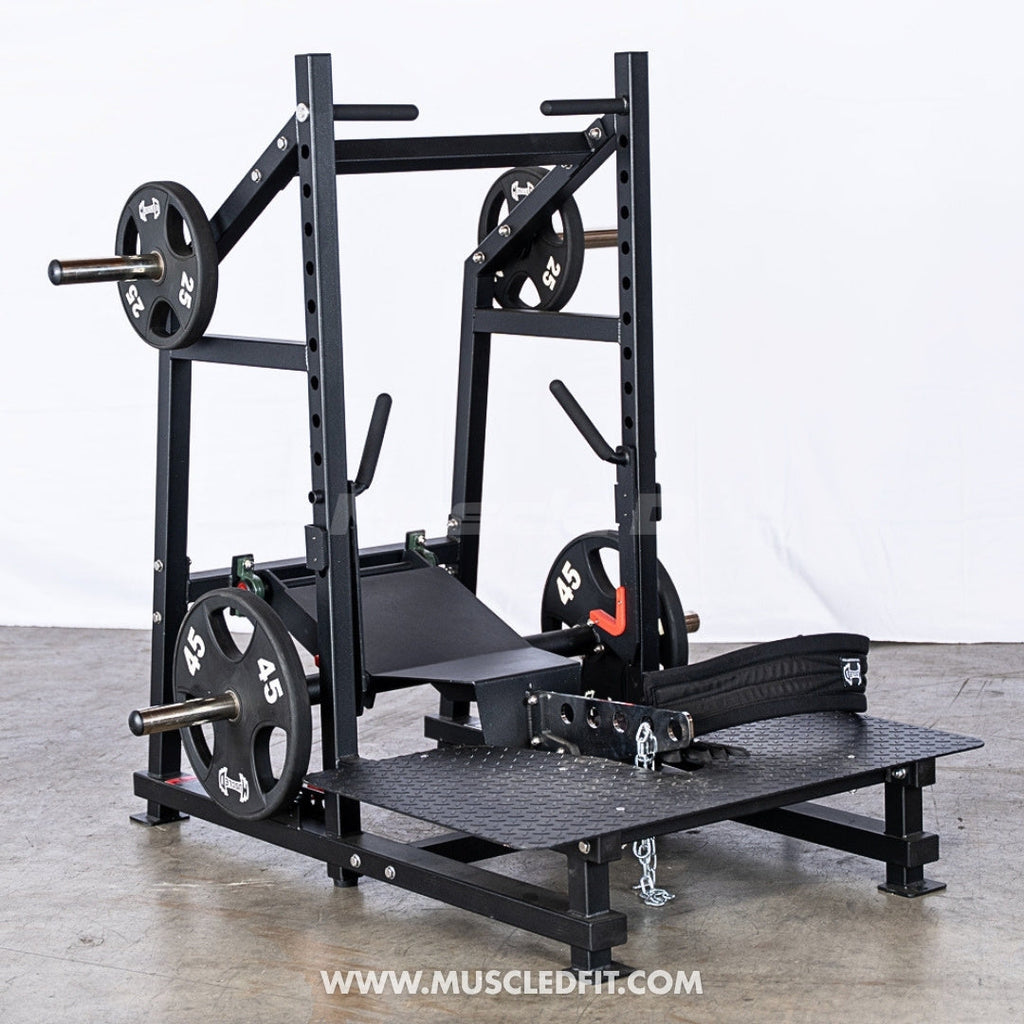 Excel Belt Squat - Muscle D Fitness - Plate Loaded Belt Squat w/ Plate Storage