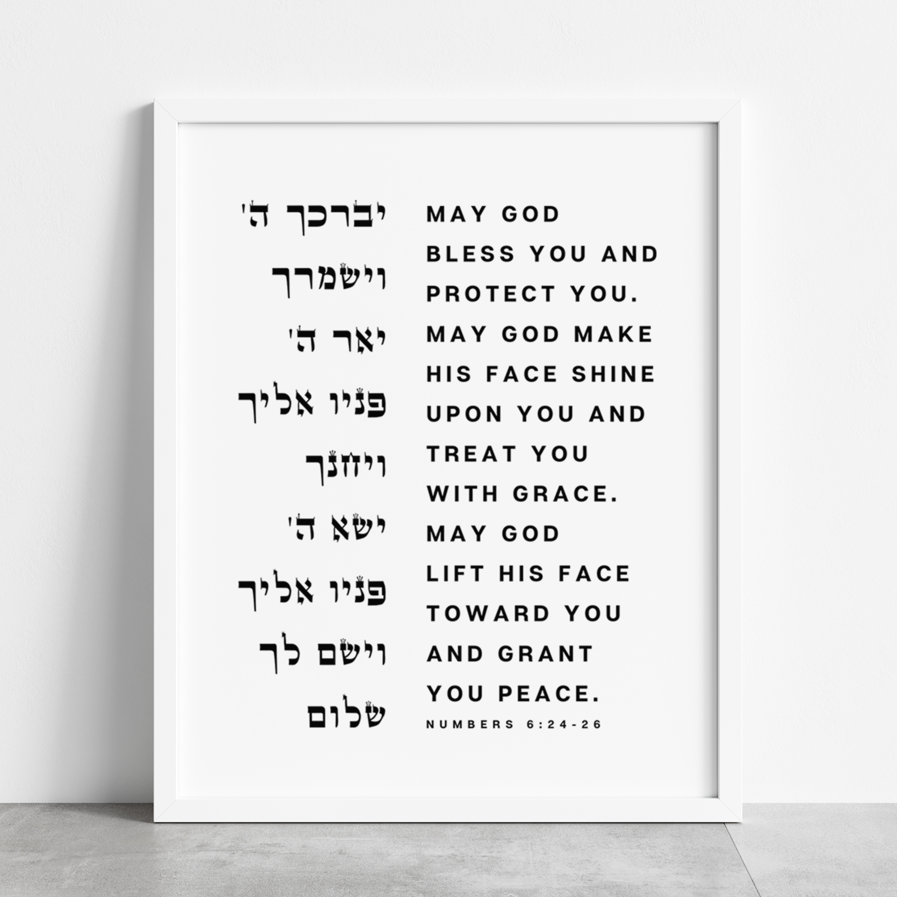 Priestly Blessing (Numbers 6:24–26) - Hebrew Wall Art Print