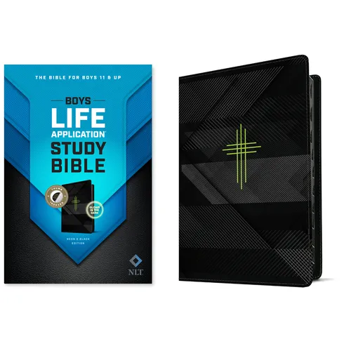 NLT Boys Life Application Study Bible, Tutone (Leatherlike, Neon/Black, Indexed)