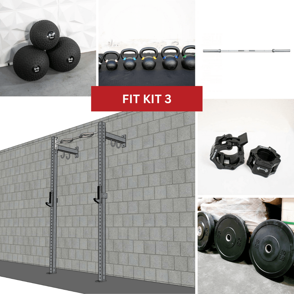 TGrip Commercial 4' Low Profile Wall Mount Rig Fitness Kits - 3x3 Steel - Functional Multi-Grip Pull-Up - Sandwich Style J-Hooks