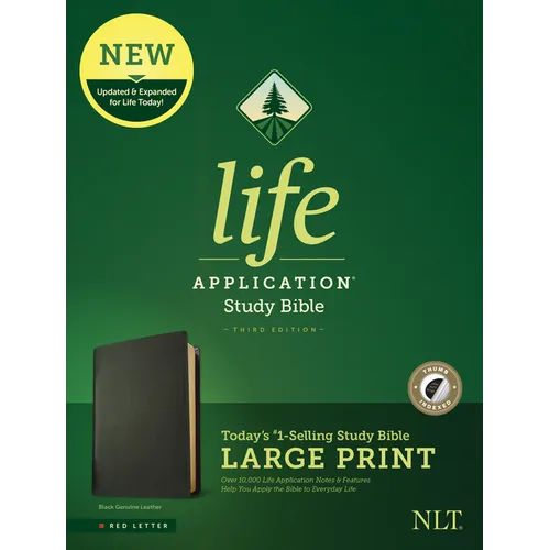 NLT Life Application Study Bible, Third Edition, Large Print (Red Letter, Genuine Leather, Black, Indexed)
