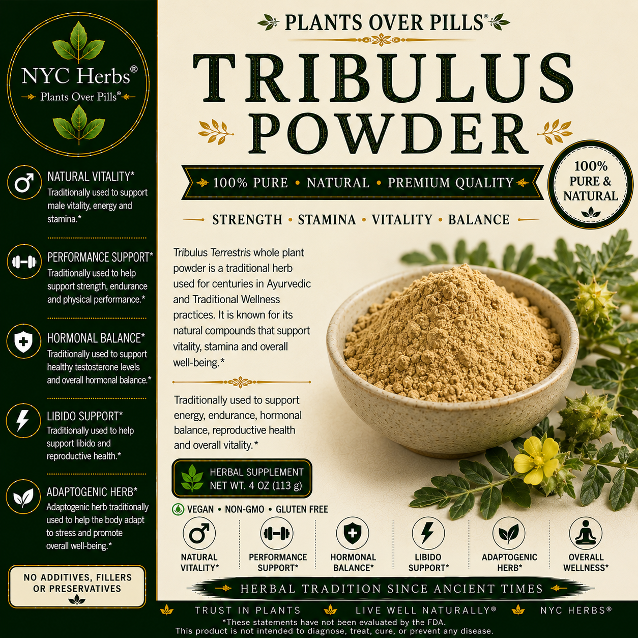Tribulus Powder | Energy, Strength & Male Vitality