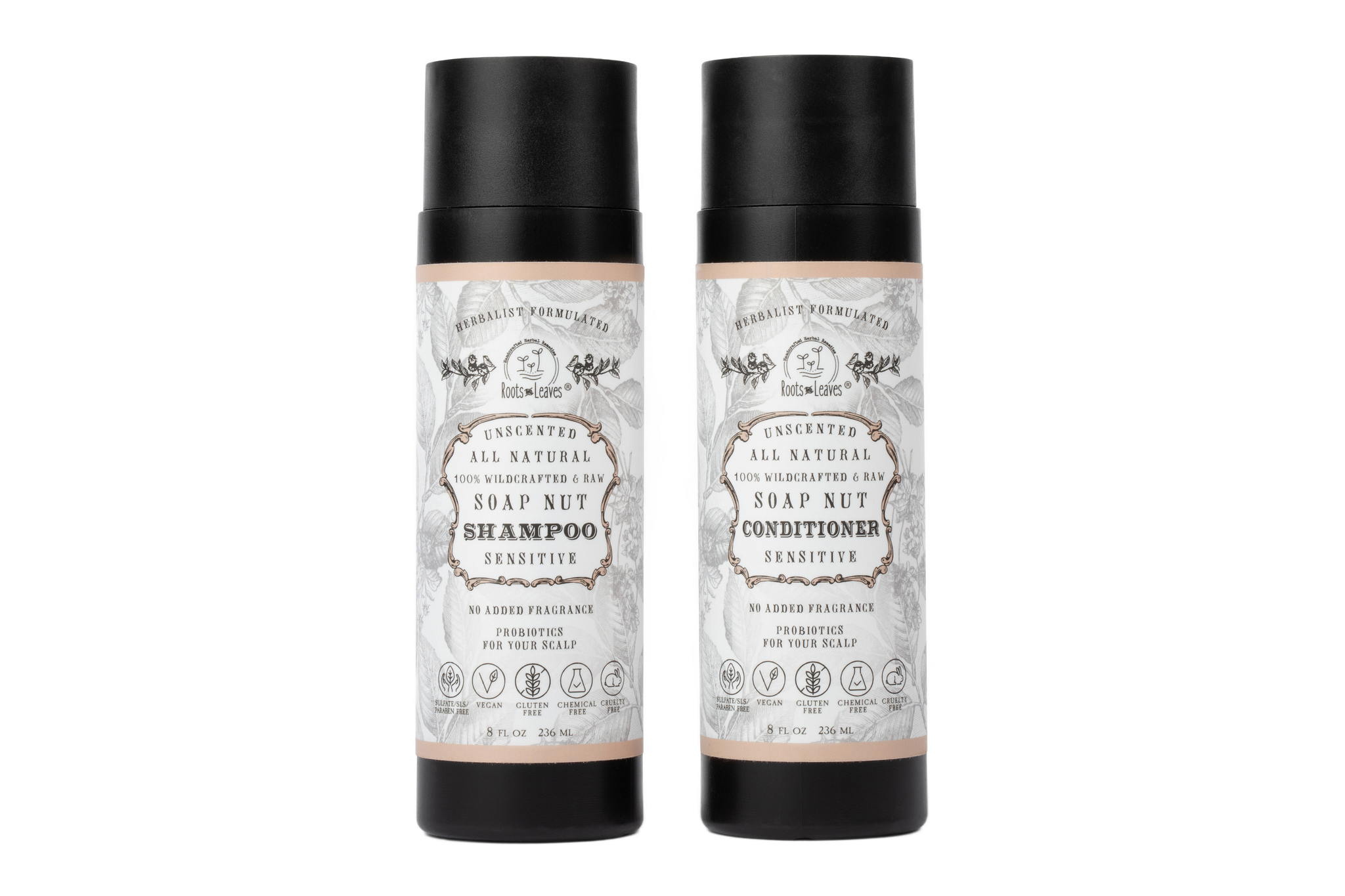 All Natural Soapnut Shampoo and Conditioner Set- UNSCENTED- wild fermented probiotics for your scalp