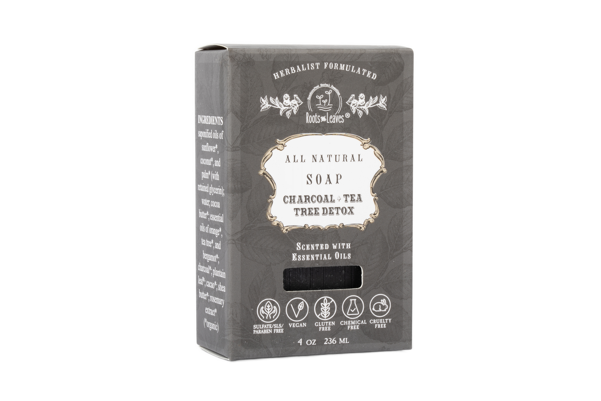 Organic Vegan Charcoal + Tea Tree Detox Bar Soap
