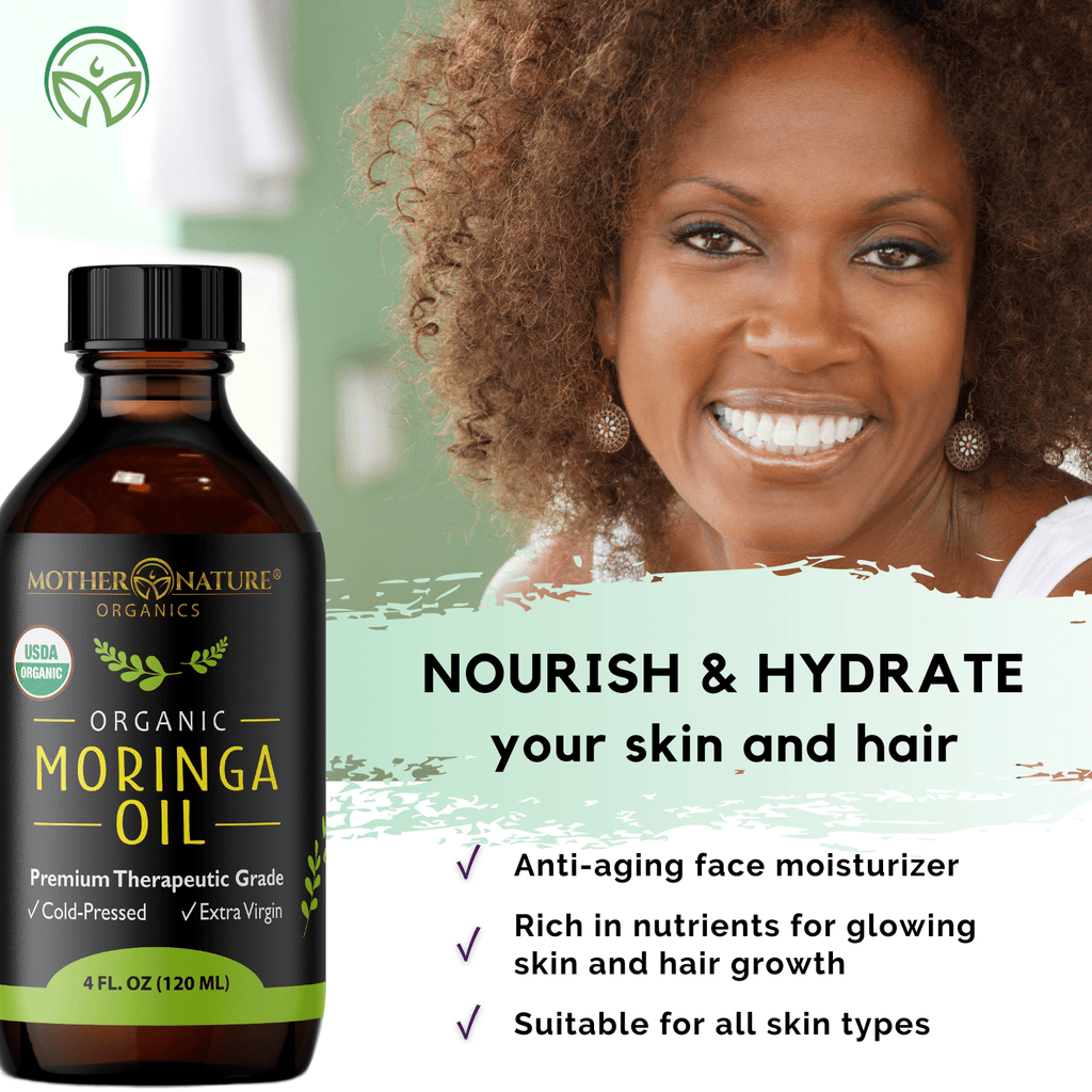 Organic Moringa Oil for Glow, Hydration & Frizz Control