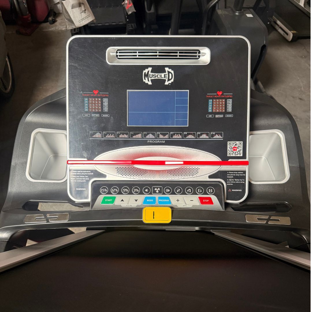 Light Commercial Treadmill - Muscle D Fitness - LED Display - Heart Rate Monitor - Cup Holder - Adjustable Speed and Incline