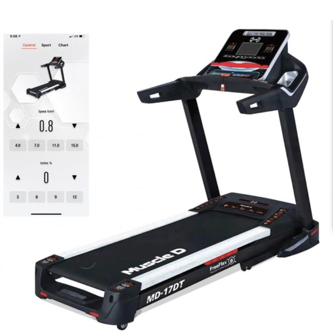 Light Commercial Treadmill - Muscle D Fitness - LED Display - Heart Rate Monitor - Cup Holder - Adjustable Speed and Incline