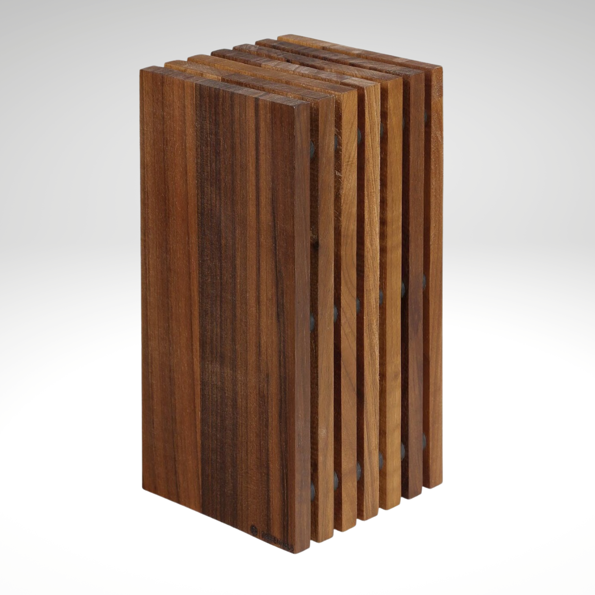 Slotted Knife Block, Walnut, 5.4" x 5.4" x 10.75"