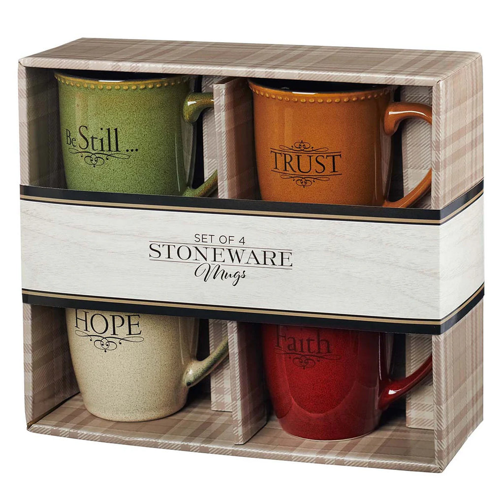 Faith Hope Trust Be Still Stoneware Mug Set