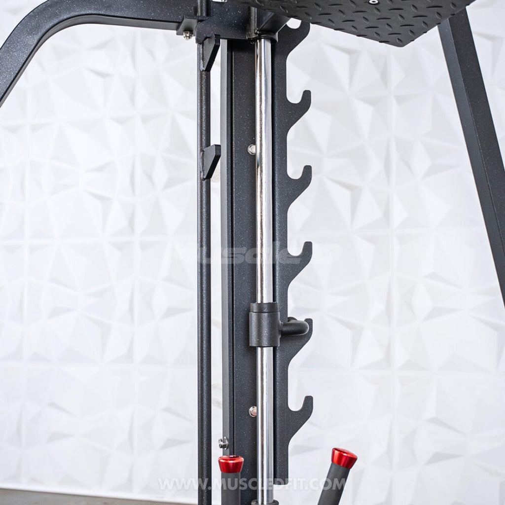 Excel Vertical Leg Press - Muscle D Fitness - Plate Load Leg Press - Adjustabe Back Pad - Weight Storage Pegs - Safety stops