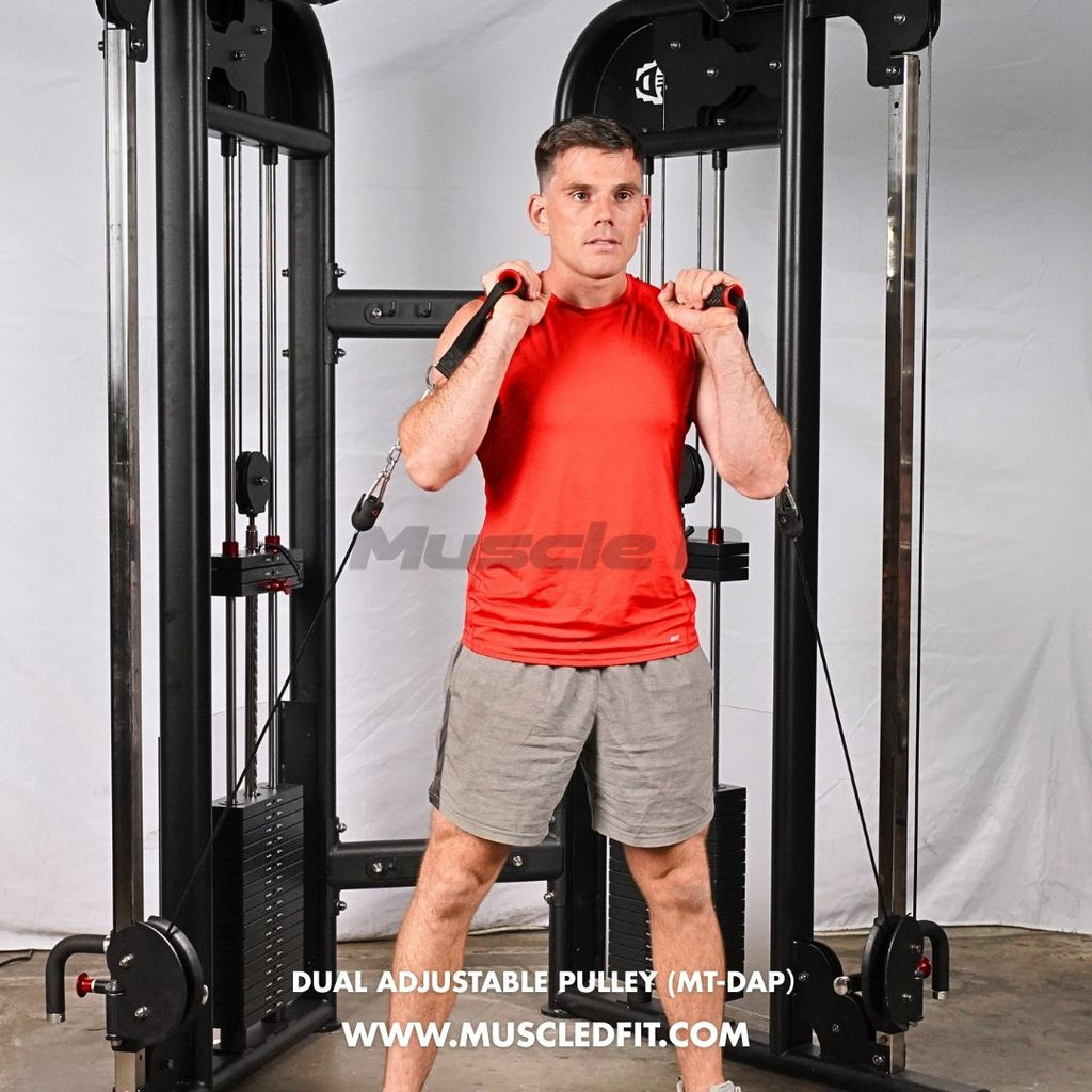 Muscle D Fitness 88" Dual Adjustable Pulley – Compact Cable Machine