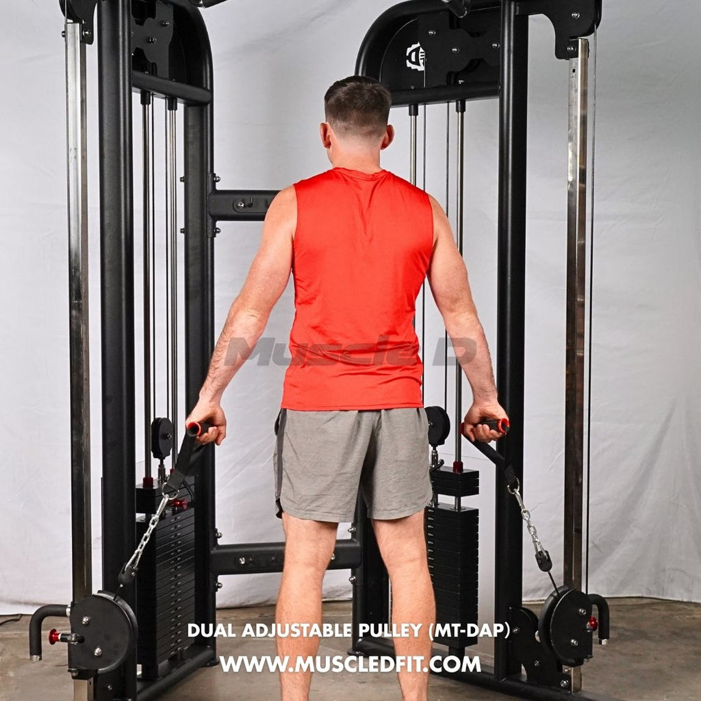 Muscle D Fitness 88" Dual Adjustable Pulley – Compact Cable Machine