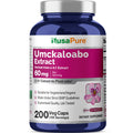 NusaPure Umckaloabo 4:1 Extract, 60 mg Veggie Caps 200 Count (Non-GMO, Vegan)