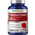 NusaPure Hibiscus Flower 10:1 Extract, 500 mg 200 Vegetarian Caps (Non-GMO, Vegan)