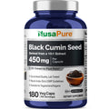 NusaPure Full Spectrum Black Cumin Seed 10:1 Extract, 450 mg 180 Veggie Powder Caps Non-GMO, Vegan Non-Oily