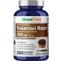 NusaPure Valerian Root 20:1 Extract, 250 mg Per Veggie Caps, 250 Count, Vegan, Non-GMO, Bioperine