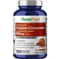 NusaPure Ceylon Cinnamon 20:1 Extract, 500 mg per Capsule | 150 Veggie Capsules | Non-GMO, Vegan with Bioperine