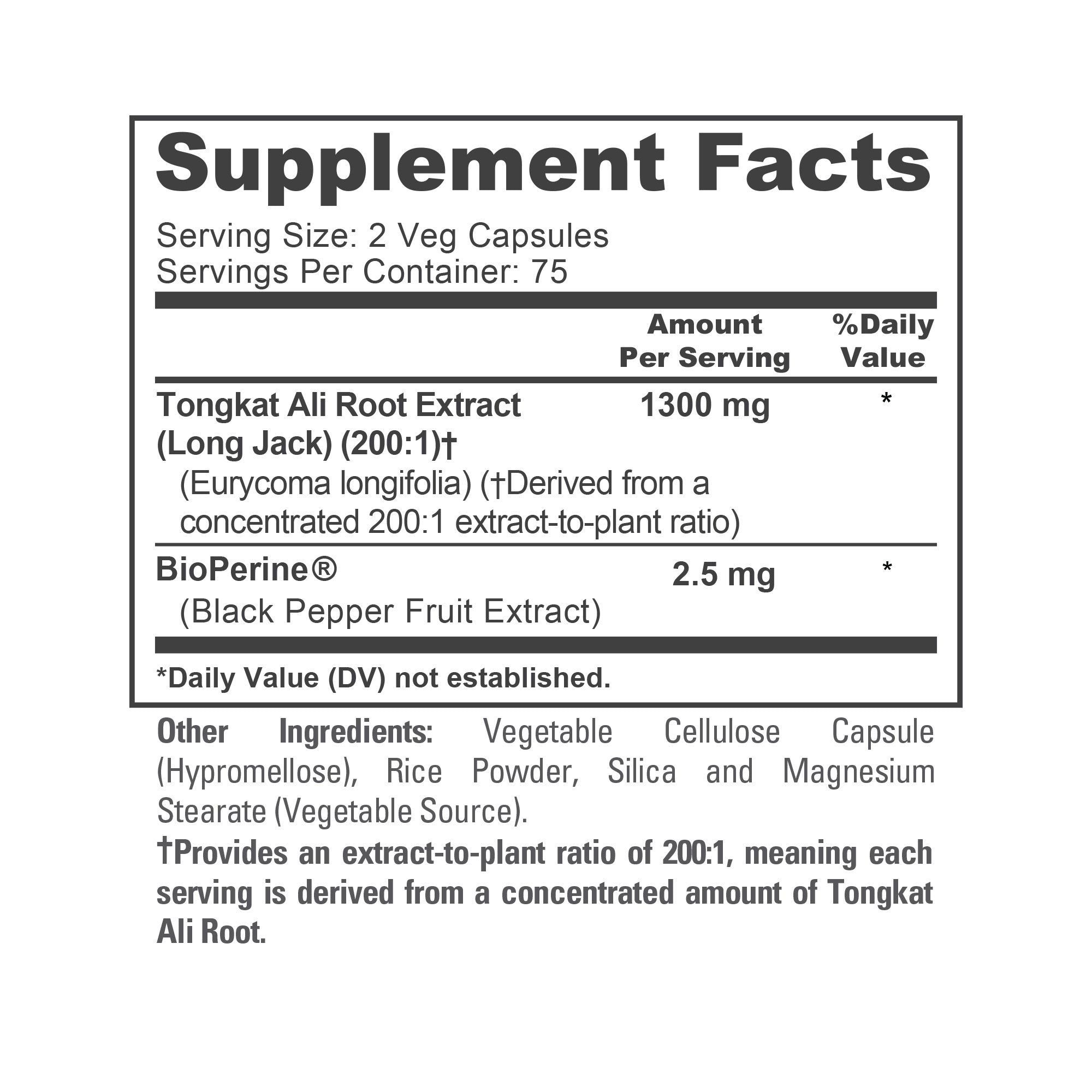 NusaPure Longjack Tongkat Ali 1,300mg 150 Veggie Caps (Non-GMO, Gluten Free) Bioperine