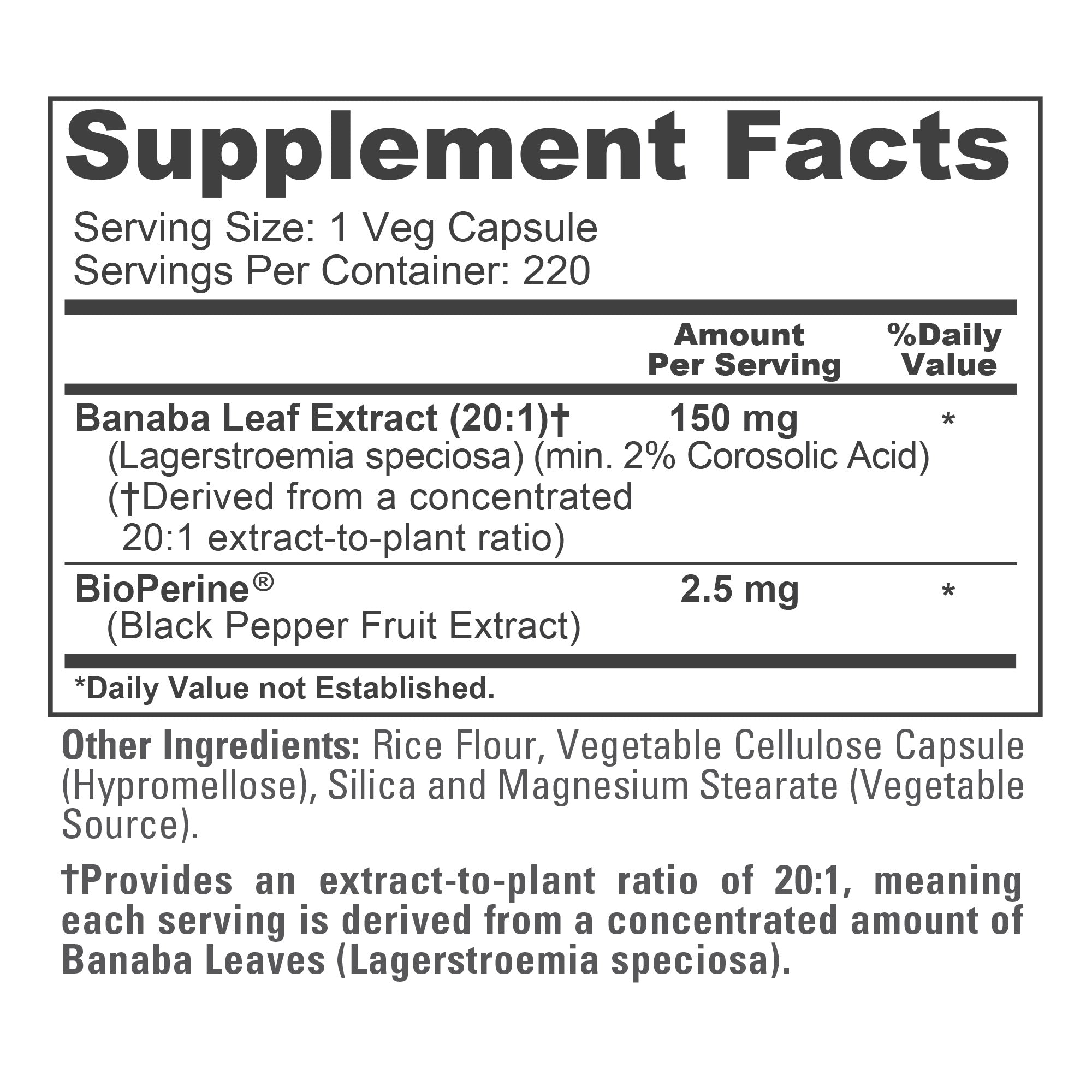 NusaPure Banaba Leaf, 150 mg, 220 Veg Capsules (Non-GMO, Vegan)