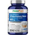 NusaPure White Kidney Beans 30:1 Extract, 800 mg 200 Vegan Capsules - Bioperine - (Vegan, Non-GMO)